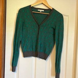 GUC cabi green polka dot lightweight cardigan
